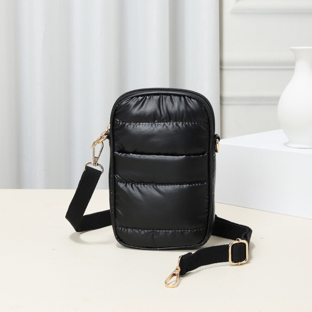 Black Puffer Cross Body Bag Purse Womens Fashion Accessory Statement Rectangle
